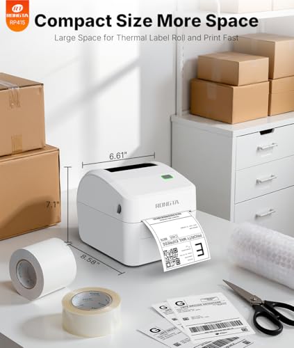 Image of Rongta Bluetooth Thermal Shipping Label Printer with 4x6 Thermal Labels, Fanfold Shipping Label 220 Sheets