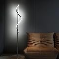 ZxWLife Floor Lamp, LED Modern Floor Lamps for Living Room, 63"-3-Color-2500LM-40W Remote Dimmable Control Standing Lamp, Spiral Black Floor Lamp for Living Room Bedroom Office, Children's Room.