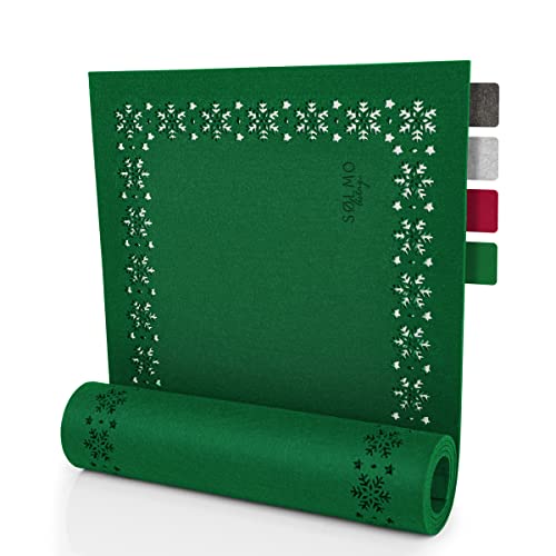 sølmo I Camino de Mesa de Navidad - Verde de Fieltro - para Decoración de Navidad Corredor de Mesa (100x30cm) Cover