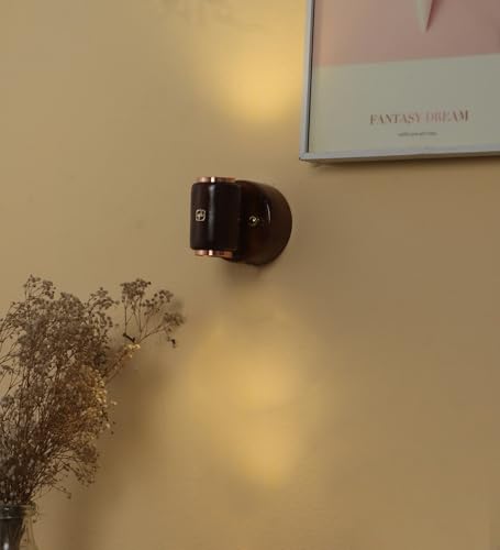 Image of Green House Handmade Sheesham Wood Wall Light Lamp | 2 Way Light - UP /Down | 3W+3W Warm White LED | Modern Wooden Wall Sconce for Living Room, Bedroom, Staircase, Hallway Decor | Pack of 1