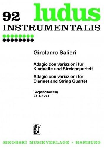 Adagio con variazioni: für Klarinette und Streichquartett. clarinet, string quartet. Partition et parties.      Sheet music – August 24, 2004
