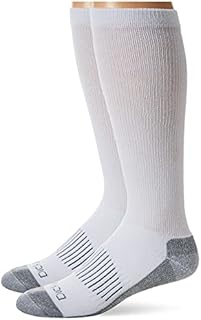 Dickies Men's Light Comfort Compression Over-The-Calf Socks, White (2 Pairs), Shoe Size: 6-12