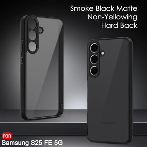 Image of TheGiftKart Hybrid Shockproof Back Cover Case for Samsung Galaxy S25 FE 5G | Hard Back Cover Case for Samsung Galaxy S25 FE 5G (PC & TPU, Translucent Smoke Matte Back, Black Sides)