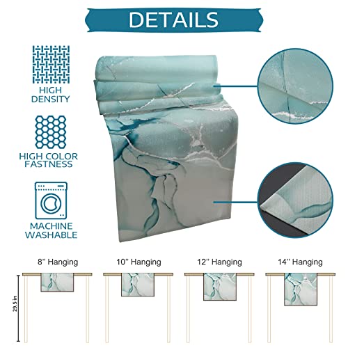 Table Runner, Aqua Marble Texture Abstract For Dining Room, Kitchen, Living Room, Holiday And Party Table Decor 13"X72" #TOP6