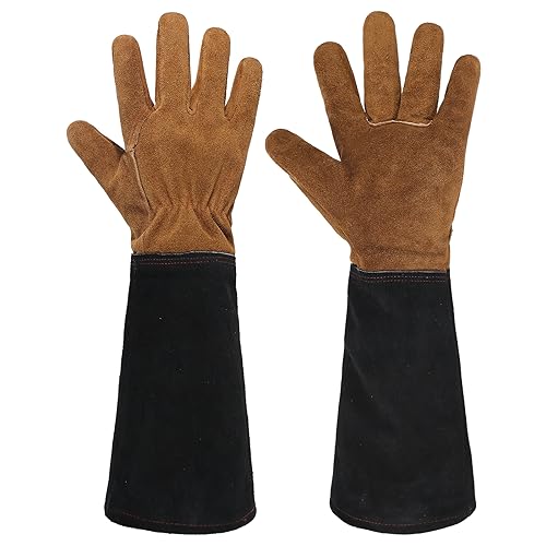HANDLANDY Gardening Gloves for Men Women Thorn Proof Rose Pruning Leather Long Sleeve Garden Yard Gauntlet