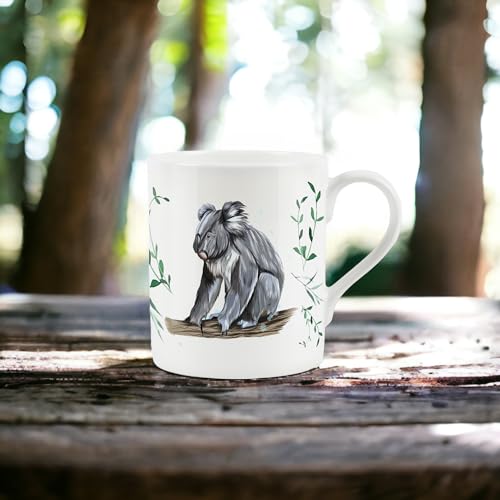 Koala Bear Climbing Trees & Eucalyptus Small Fine Bone China White Mug Coffee/Tea Present Gift - Image 3