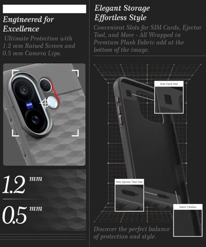 Image of WOW IMAGINE Back Cover for Vivo X200 FE 5G with Hexa Cube Design | Ultra Slim Soft Rubberised Case | Inner Velvet Fabric | Matte Silicone Flexible Mobile Case | Camera Protection - Grey
