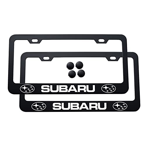 License Plate Frames Compatible With Subaru Forester Inland Impreza Legacy Crosstrek Ascent Brz Wrx License Plate Covers, Universal Aluminum License Plate Accessories（2 Pack Black） #TOP3