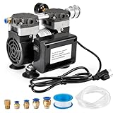 ScitoLAB Vacuum Pump 50 L/Min, Oilless Pump with Upgraded Capacitor, Vacuum Meter, Aluminum Silencer, 4 Quick Connectors, for Lab Electronics Industry