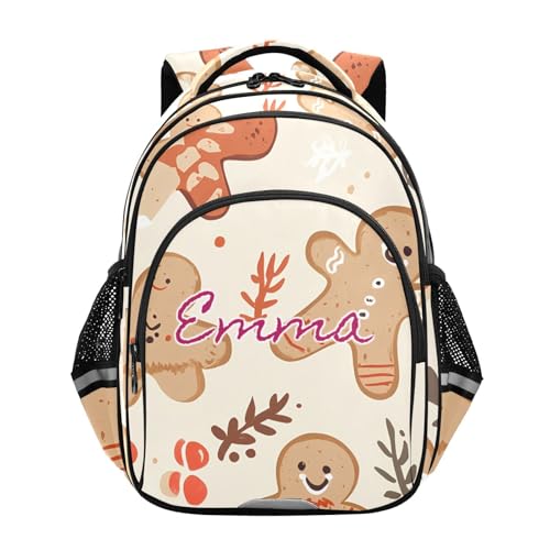 Sac à dos personnalisé pour l'école avec un joli motif biscuit de Noël beige de 15 pouces
