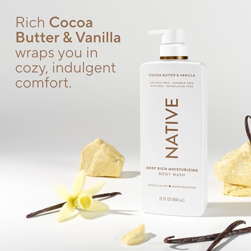 Native Moisturizing Body Wash, Clean & Gentle 24-Hour Hydration with Shea Butter, for Sensitive and Dry Skin, for Women & Men, Sulfate-free, Paraben-free, Cocoa Butter & Vanilla, 22 fl oz - image 8