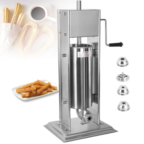 Churro Maker comercial - Máquina de churrera española de acero inoxidable con 4 boquillas para uso doméstico y restaurante