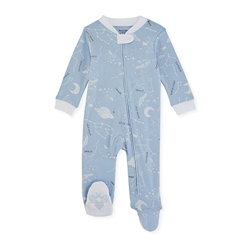Image of Burt's Bees Baby baby boys Play Pajamas, 100% Organic Cotton One-piece Romper Jumpsuit Zip Front Pjs and Toddler Sleepers, Little Planetarium Glass, Newborn US