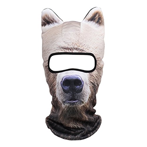 WTACTFUL 3D Animal Ears Balaclava Breathable Cover Hood Face Mask Sun Protection for Skiing Snowmobile Riding Hunting Music Festivals Raves Halloween Party Activities Russian Brown Bear MEB-12