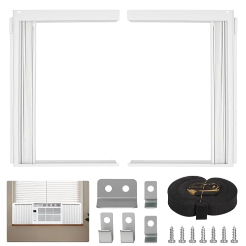 Zejoot Window Air Conditioner Side Panels with Frame, Adjustable AC Insulation Side Panels for Window Units, Air Conditioner Accordion Filler Curtain Kit Replacement for 10000 BTU Units