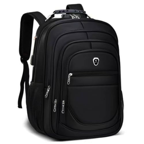 Mochila Grande Masculina Feminina Escolar Bolsa Para Laptop Notebook Casual Escola Trabalho Viagem Senha Trava Anti Furto Cabo Usb Auxiliar (PRETO)