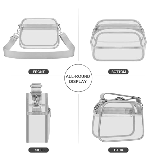 Image of Clear Bag for Stadium Events Clear Sports Fan Handbags Purses with Adjustbale Strap for Concerts Festivals Game Day