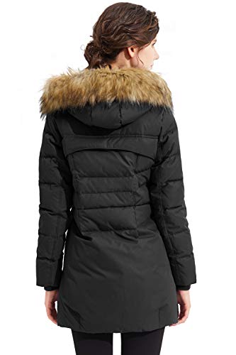 Orolay Women's Heavenly Down Jacket Fur Trim Hooded Winter Coat Stand Collar Parka Jet Black Xl #TOP1