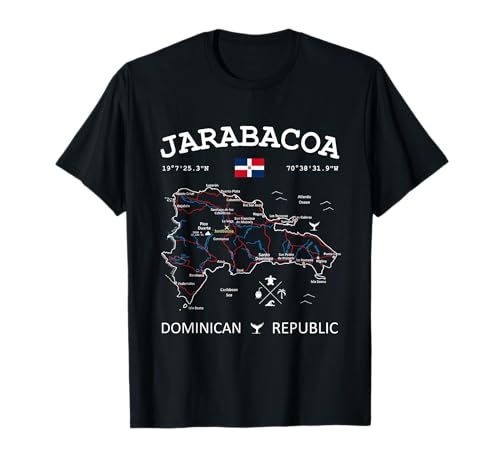 JARABACOA Dominican Republic Flag Travel Map T-Shirt