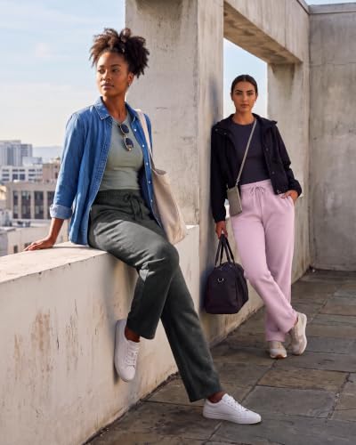 Image of Real Essentials 3 Pack: Women's Relaxed Fit Fleece Open Bottom Sweatpants - Casual Athleisure (Available in Plus)