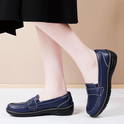 Image of QAE Loafers for Women Comfort Orthopedic Slip On Penny Loafers Women's Flat Shoes for Casual Walking Dress Work Business