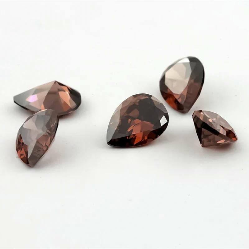 Birnenförmiger Zirkonia 5A, lose CZ-Steine, Grün, Meerblau, Kaffee, Rhodolith, Tansanit, Zirkon, Größe 3 x 5 – 10 x 12 mm, Kaffeefarbe, 7 x 9 mm, 50 Stück