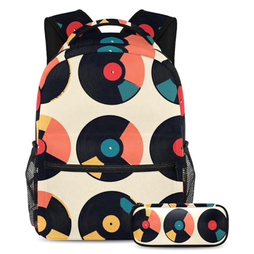 Sac à dos vinyle rétro robuste anti-déchirure ensemble 2 pièces contre le désordre scolaire