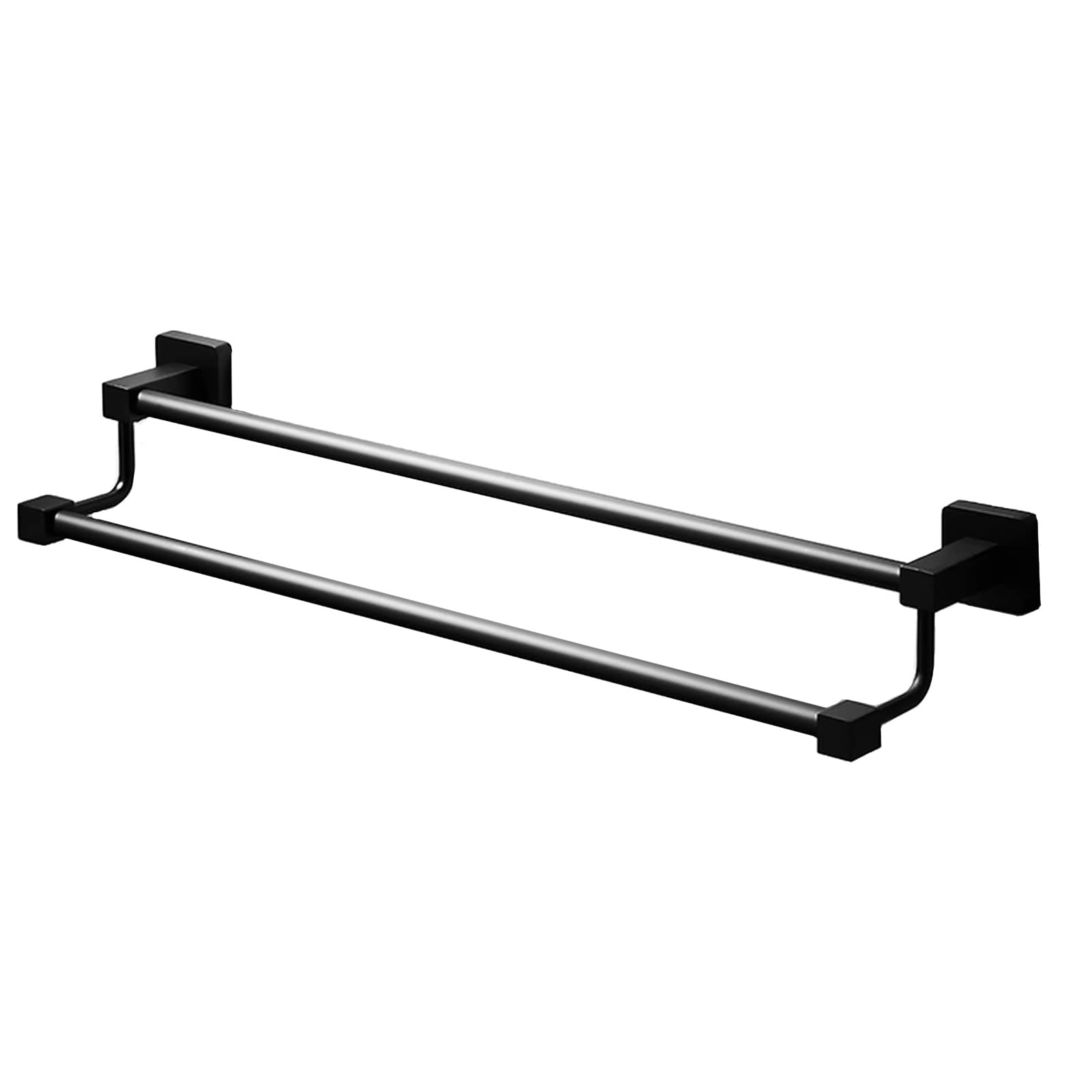 LMYSXAOZ Wall Mounted Towel Bar,Stainless Steel Black Rail,Square Double Rod for Bathroom Hardware and Kitchen,40cm-80cm (Size : 60cm)