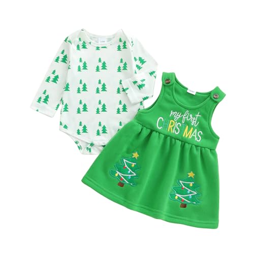 Baby Girl Christmas Outfit Newborn Gingerbread Man Onesie Skirt 2 Piece Set Overalls Dress Fall Winter Clothes
