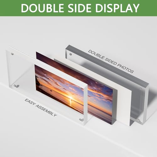 Toolsure 5PACK Acrylic Picture Frames 4x6 Magnetic Acrylic Picture Frames,Freestand Photo Frame Bulk,4 by 6 Clear Double-Sided Picture Frame with Gift Box Christmas Gift