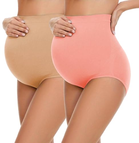 Image of Fashiol Women's High Waist Cotton Stretch Briefs | Full Coverage Maternity Panties | Ideal for Pregnancy & C-Section Recovery | Comfort Combo Pack | Pack of 2