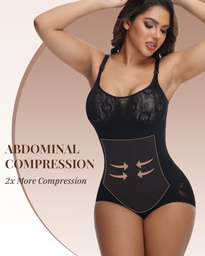 Image of SHAPESHE Shapewear for Women Faja Colombianas Moldeadoras Seamless Bodysuit | Built In Underwire, Short with Nipple Cover,Anti-slip Silicone Strips, Zipper Closure, Tummy Control, Butt Lifting,
