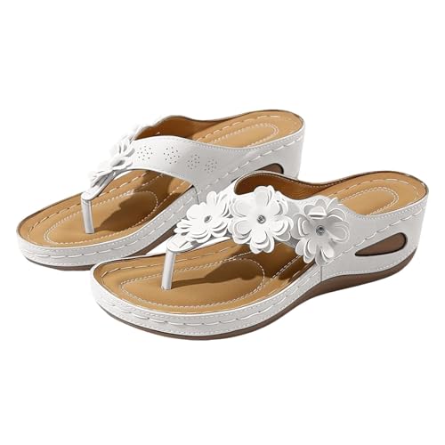 Sandales femme pieds larges à talon compensé et semelle amortissante