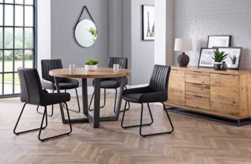 Julian Bowen Brooklyn Round Dining Table, Oak/Gunmetal