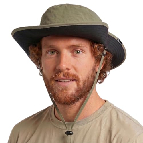 TOP-EX Mens Wide Brim Sun Hat UPF 50+ Waterproof Packable Summer Boonie Bucket Hat for Hiking Fishing Golf Beach Camping Breathable Cooling Mesh with Chin Strap Travel Gardening Green M/L