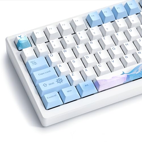 XVX PBT Keycaps, Keycaps 75 Percent, Blue Cherry Profile Keycaps, Dye Sub Keyboard Keycaps for Cherry Gateron MX Switches Mechanical Keyboard