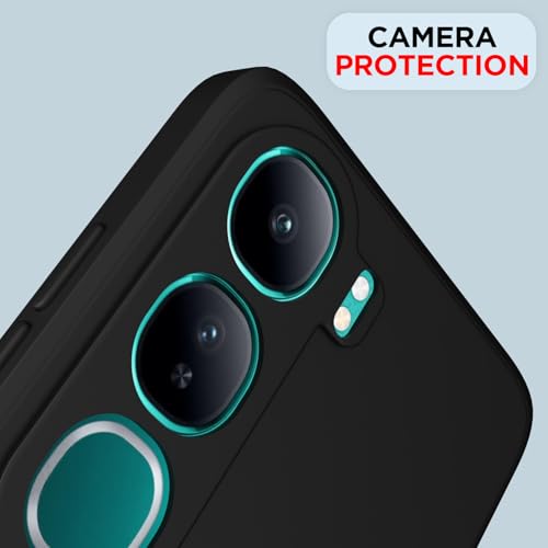 Image of Outlouders Back Cover for Vivo Y300 5G / Vivo V40 Lite 5G | Camera Protection | Durable Soft Matte Silicone Bumper Case (Black)