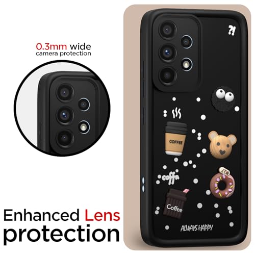 Image of Amazon Basic Back Cover for Samsung Galaxy A53 5G | Cute Fun Cartoon 3D Bear Silicone Full Body Protection Bumper Cover (Black)