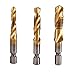 1/6Pcs Tap Drill Bit Set Hex Shank Titanium Plated HSS Screw Thread Bit, Compound Tap M3 M4 M5 M6 M8 M10 Hand Tools MINGPING (Color : 3Pcs Golden -1)