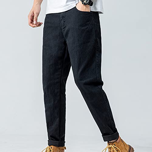 Lu's Chic Men's Casual Pants Solid Cotton Lightweight Stretch Cuffed Slim Fit Tapered Leg Chino Pants Streetwear4