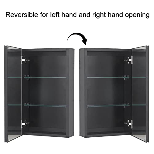 Fundin Medicine Cabinet 14 X 24 Inches Mirror Size, Recessed Or Surface Mount, Black Aluminum Bathroom Wall Cabinet With Mirror And Adjustable Shelves. #TOP4