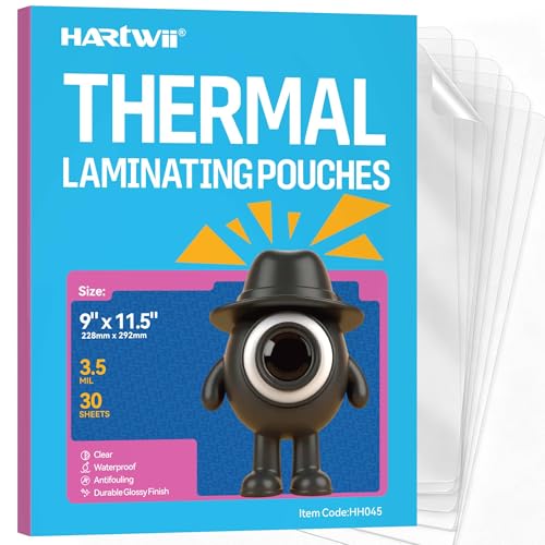 HARTWII 3.5Mil Laminating Sheets 8.5 x 11 Inches,30Pack Letter Size Thermal Laminating Pouches 9 x 11.5 Clear Lamination Sheet Paper Round Corners, Clear for Documents,Office,School,Home Supplies
