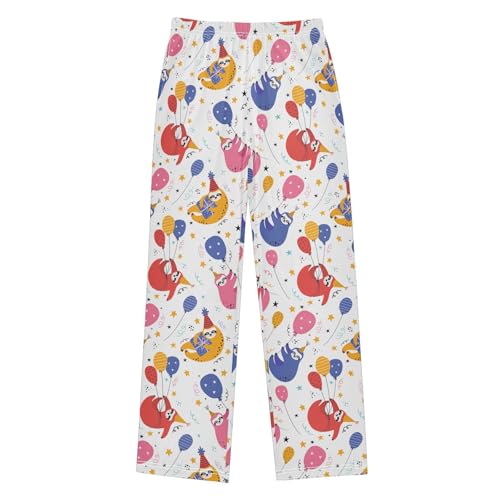 ZZXXB Happy Birthday Sloth Boys Long Pants Soft Trousers Elastic Waist Kids Lounge Bottoms with Pockets S-XL