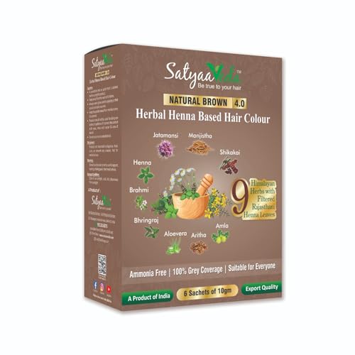 Natural Brown Herbal Hair Colour I No Ammonia Color I 9 Ayurvedic Herbs I Amla, Reetha, Aloe Vera | Natural Hair Dye for Women & Men I 60 Gm