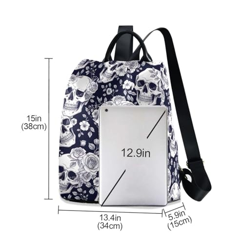 Sac à dos en polyester imprimé squelettes roses avec compartiment multi poches - 6