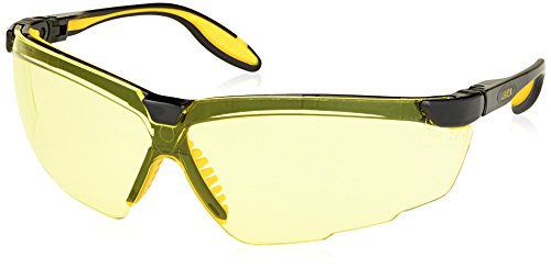 UVEX by Honeywell S3522 Genesis X2 Safety Eyewear, Black and Yellow Frame, Amber Ultra-Dura Hardcoat Lens
