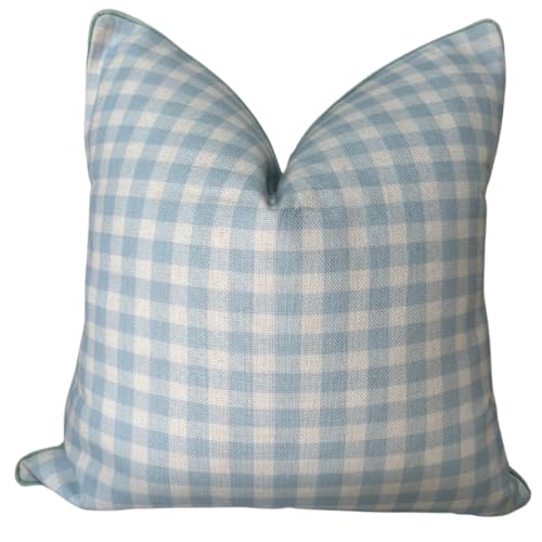 Jillien Harbor “The Charlie” Decorative Pillow Cover – Blue and White Accent Pillow Cover with Gingham-Inspired Design – Grandmillennial Home...