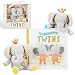 We are Twins - Baby and Toddler Twin Gift Set- Includes Keepsake Book and Set of 2 Plush Elephant Rattles for Boys and Girls. Perfect for Newborn Infant - Baby Shower - Toddler Birthday - Christmas