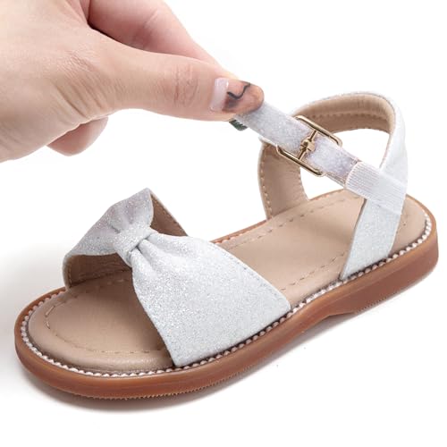 Image of Kolan Toddler Girl Sandals Open Toe Flat Princess Dress Shoes Little Kids