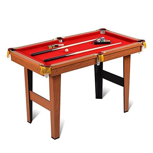 Costzon 4-Foot Billiard Table, Pool Game Table Includes Cues, Ball, Chalk, Rack, Brush for Kids (Brown & Red)